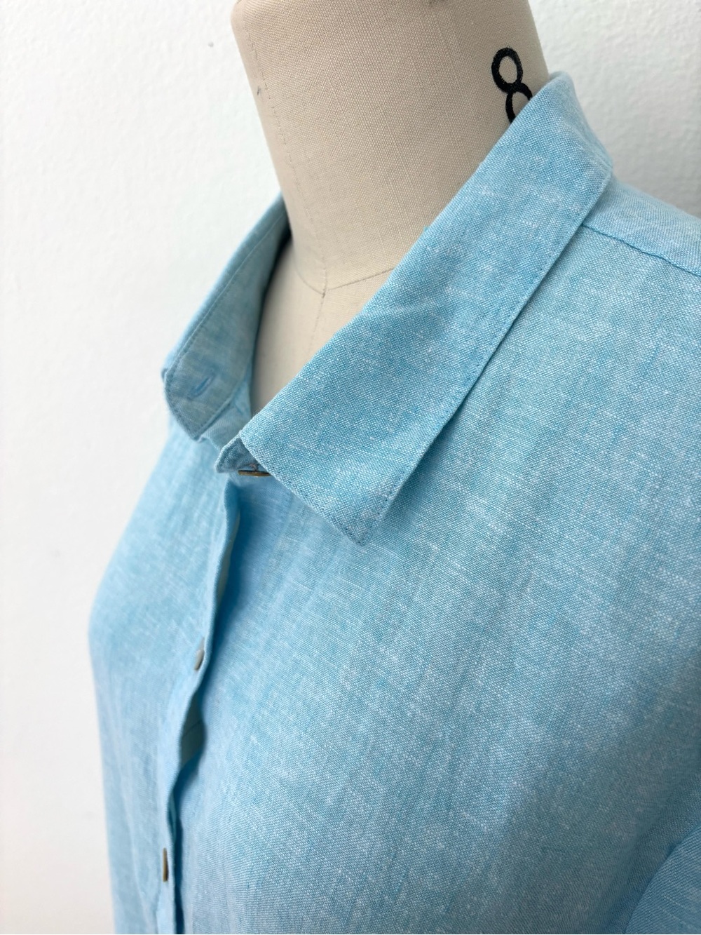 Habitat Linen Solid Shirt Dress NWT Topaz Blue Classic Spring 2026 L - Picture 3 of 12